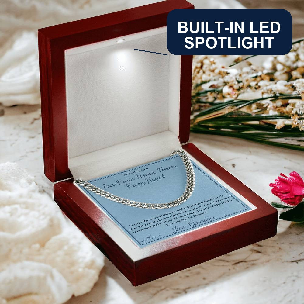 Far From Home, Never From Heart - Cuban Link Chain for Grandson - personalized keepsake gift from SKH Radiant Expressions