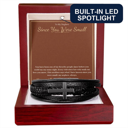 Men's Cross Bracelet with personalized message card for nephew