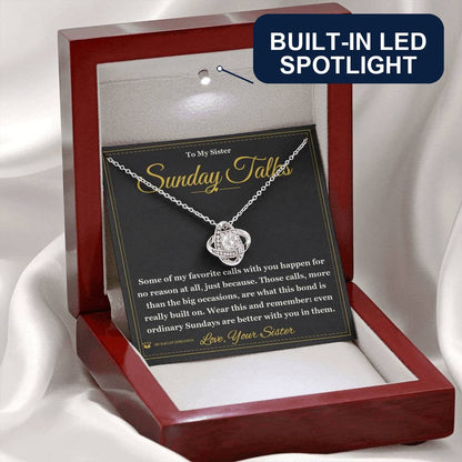 Engraved Love Knot Necklace with message for sister