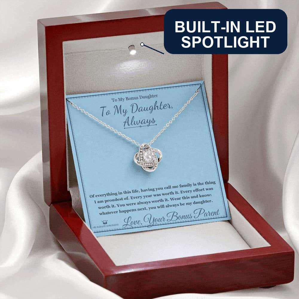 To My Daughter, Always - Love Knot Necklace for Stepdaughter - personalized keepsake gift from SKH Radiant Expressions