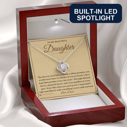 Engraved Love Knot Necklace with message for daughter
