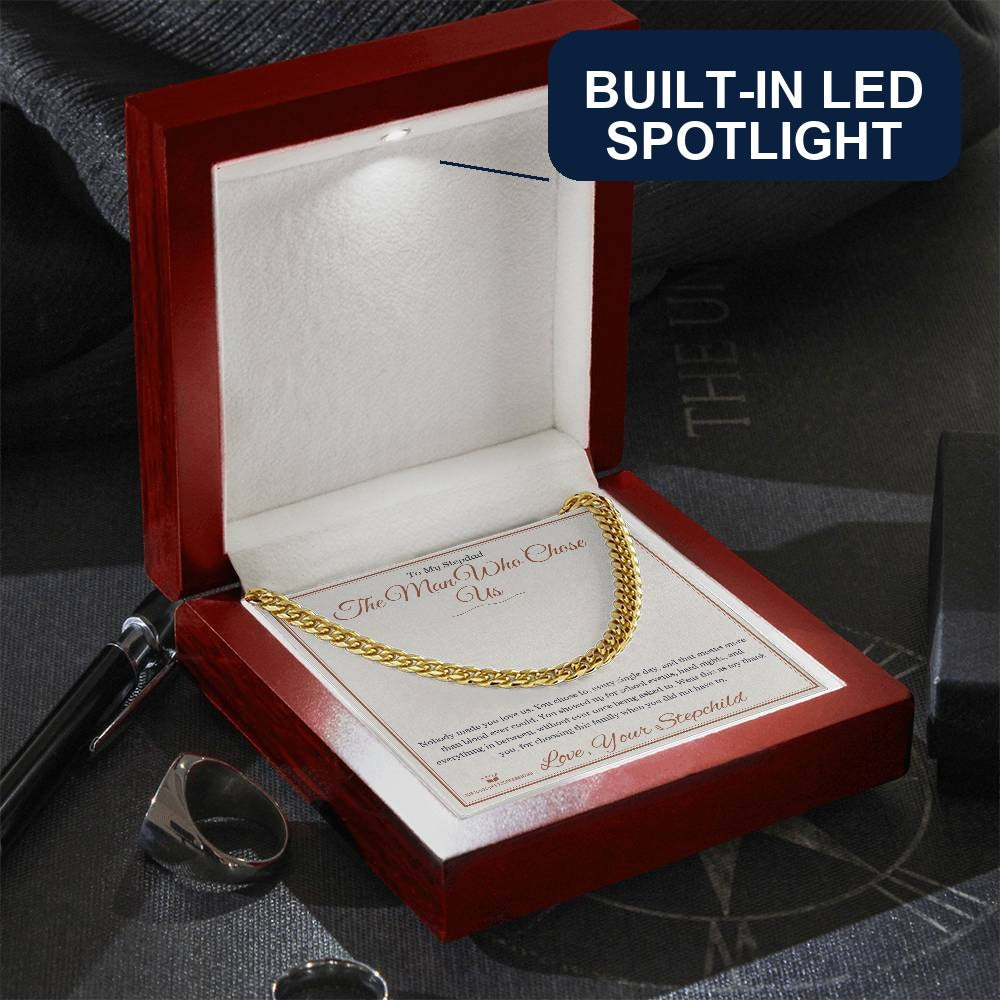 The Man Who Chose Us - Cuban Link Chain for Stepdad - personalized keepsake gift from SKH Radiant Expressions