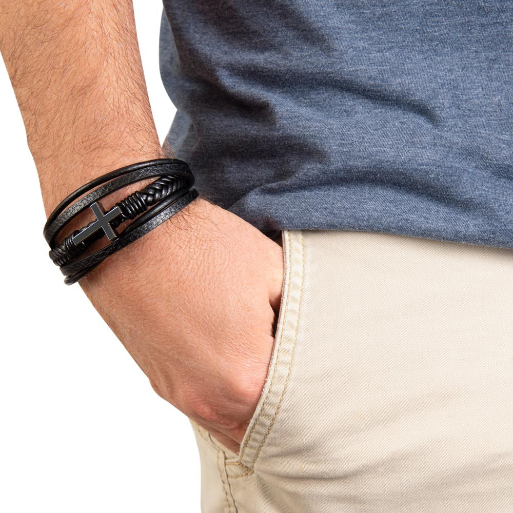 Beside You, Not Behind - Men's Cross Bracelet for Brother