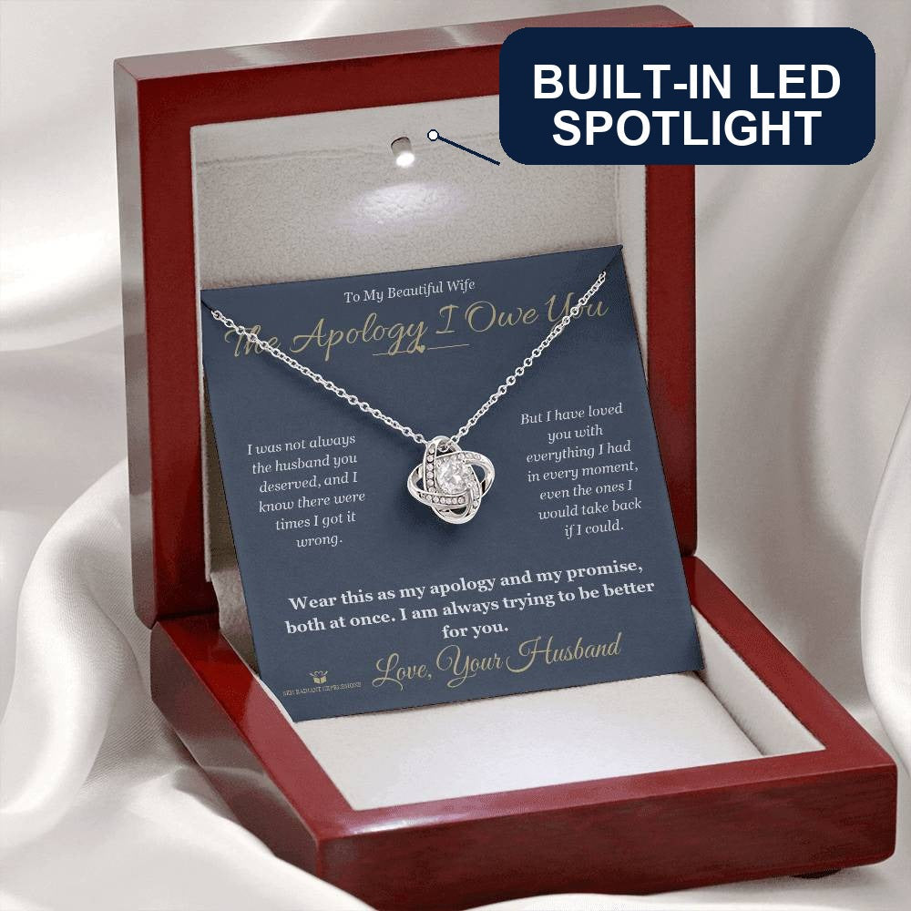 Love Knot Necklace with personalized message card for wife