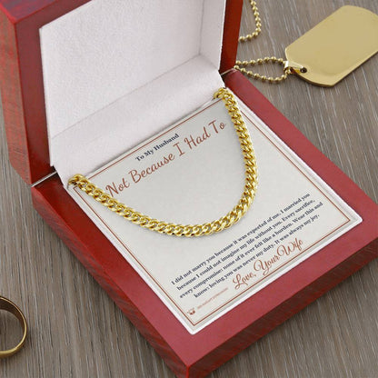 Cuban Link Chain with personalized message card for husband