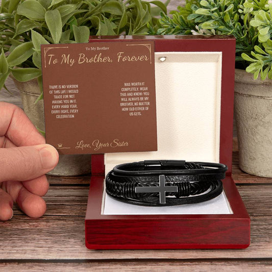 To My Brother, Forever - Men's Cross Bracelet for Brother - personalized keepsake gift from SKH Radiant Expressions
