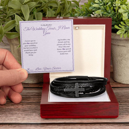 The Wedding Toast I Never Gave - Men's Cross Bracelet for Brother - personalized keepsake gift from SKH Radiant Expressions