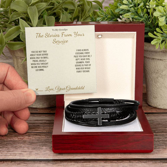 The Stories From Your Service - Men's Cross Bracelet for Grandfather - personalized keepsake gift from SKH Radiant Expressions