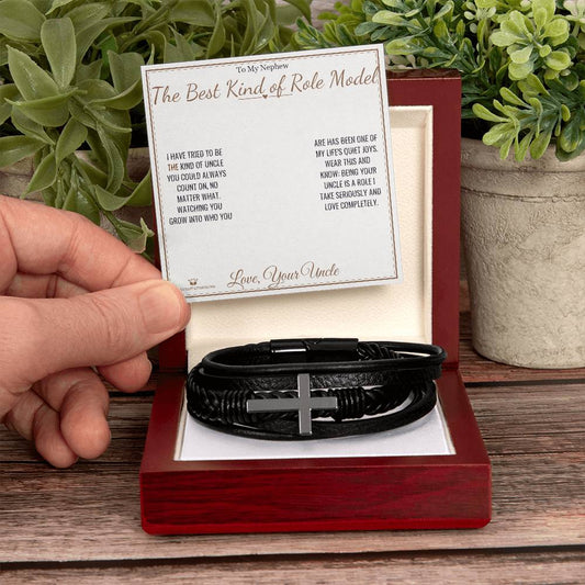 The Best Kind of Role Model - Men's Cross Bracelet for Nephew - personalized keepsake gift from SKH Radiant Expressions