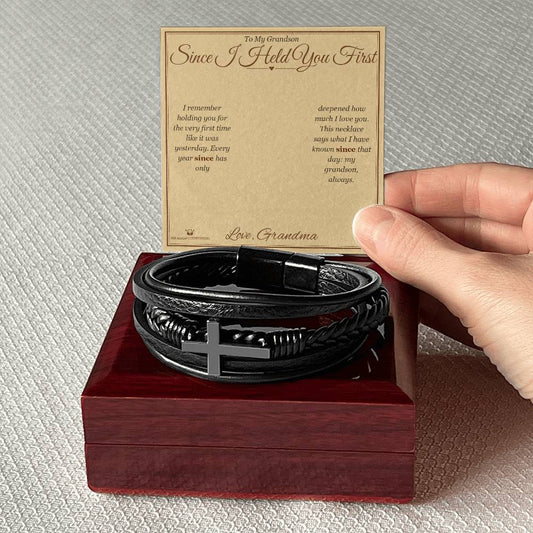 Since I Held You First - Men's Cross Bracelet for Grandson - personalized keepsake gift from SKH Radiant Expressions