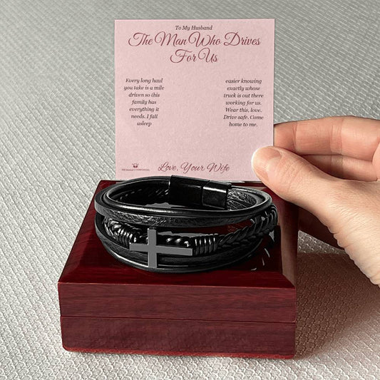 The Man Who Drives For Us - Men's Cross Bracelet for Husband - personalized keepsake gift from SKH Radiant Expressions