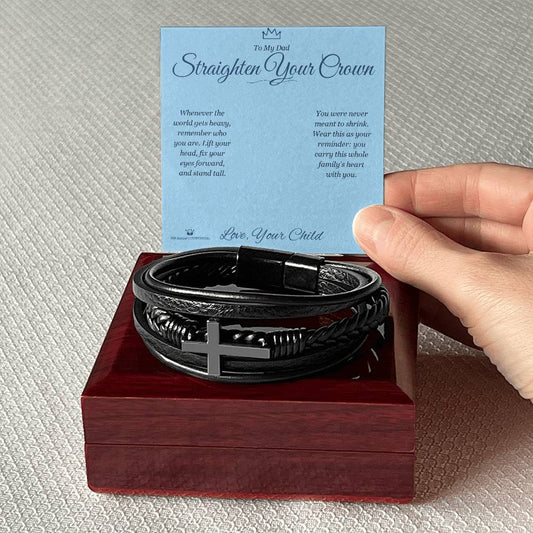 Straighten Your Crown - Men's Cross Bracelet for Dad - personalized keepsake gift from SKH Radiant Expressions