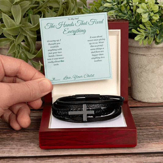 The Hands That Fixed Everything - Men's Cross Bracelet for Dad - personalized keepsake gift from SKH Radiant Expressions