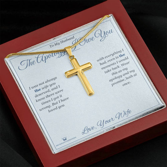 The Apology I Owe You - Artisan Cross Necklace for Husband - personalized keepsake gift from SKH Radiant Expressions