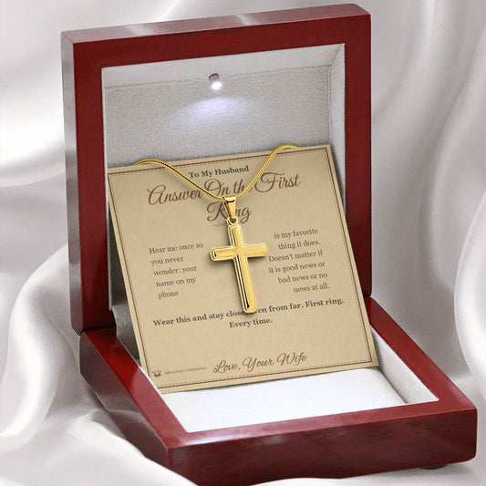 Answer On the First Ring - Artisan Cross Necklace for Husband - personalized keepsake gift from SKH Radiant Expressions