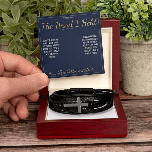 The Hand I Held - Men's Cross Bracelet for Son - personalized keepsake gift from SKH Radiant Expressions
