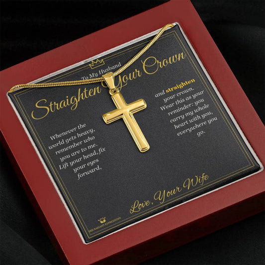 Straighten Your Crown - Artisan Cross Necklace for Husband - personalized keepsake gift from SKH Radiant Expressions
