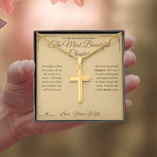 The Most Beautiful Chapter - Artisan Cross Necklace for Husband - personalized keepsake gift from SKH Radiant Expressions