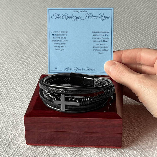 The Apology I Owe You - Men's Cross Bracelet for Brother - personalized keepsake gift from SKH Radiant Expressions