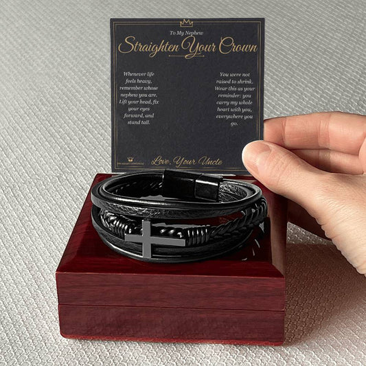 Straighten Your Crown - Men's Cross Bracelet for Nephew - personalized keepsake gift from SKH Radiant Expressions