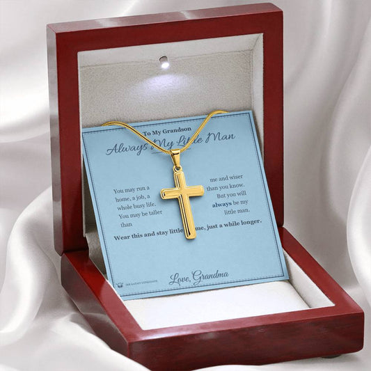 Always My Little Man - Artisan Cross Necklace for Grandson - personalized keepsake gift from SKH Radiant Expressions
