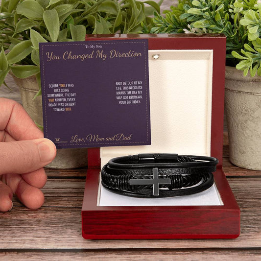 You Changed My Direction - Men's Cross Bracelet for Son - personalized keepsake gift from SKH Radiant Expressions