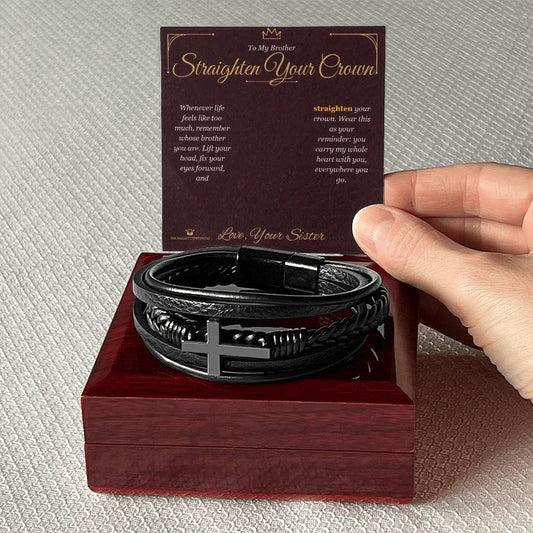Straighten Your Crown - Men's Cross Bracelet for Brother - personalized keepsake gift from SKH Radiant Expressions