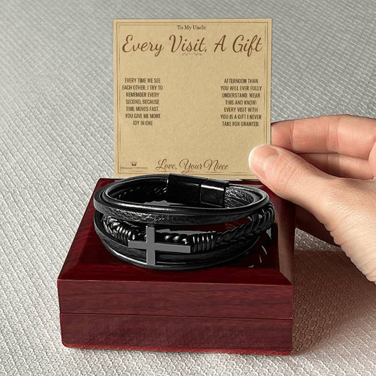 Every Visit, A Gift - Men's Cross Bracelet for Uncle - personalized keepsake gift from SKH Radiant Expressions