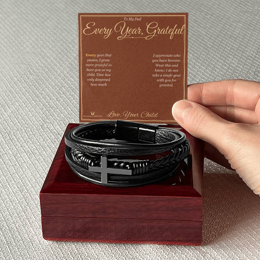 Every Year, Grateful - Men's Cross Bracelet for Dad - personalized keepsake gift from SKH Radiant Expressions