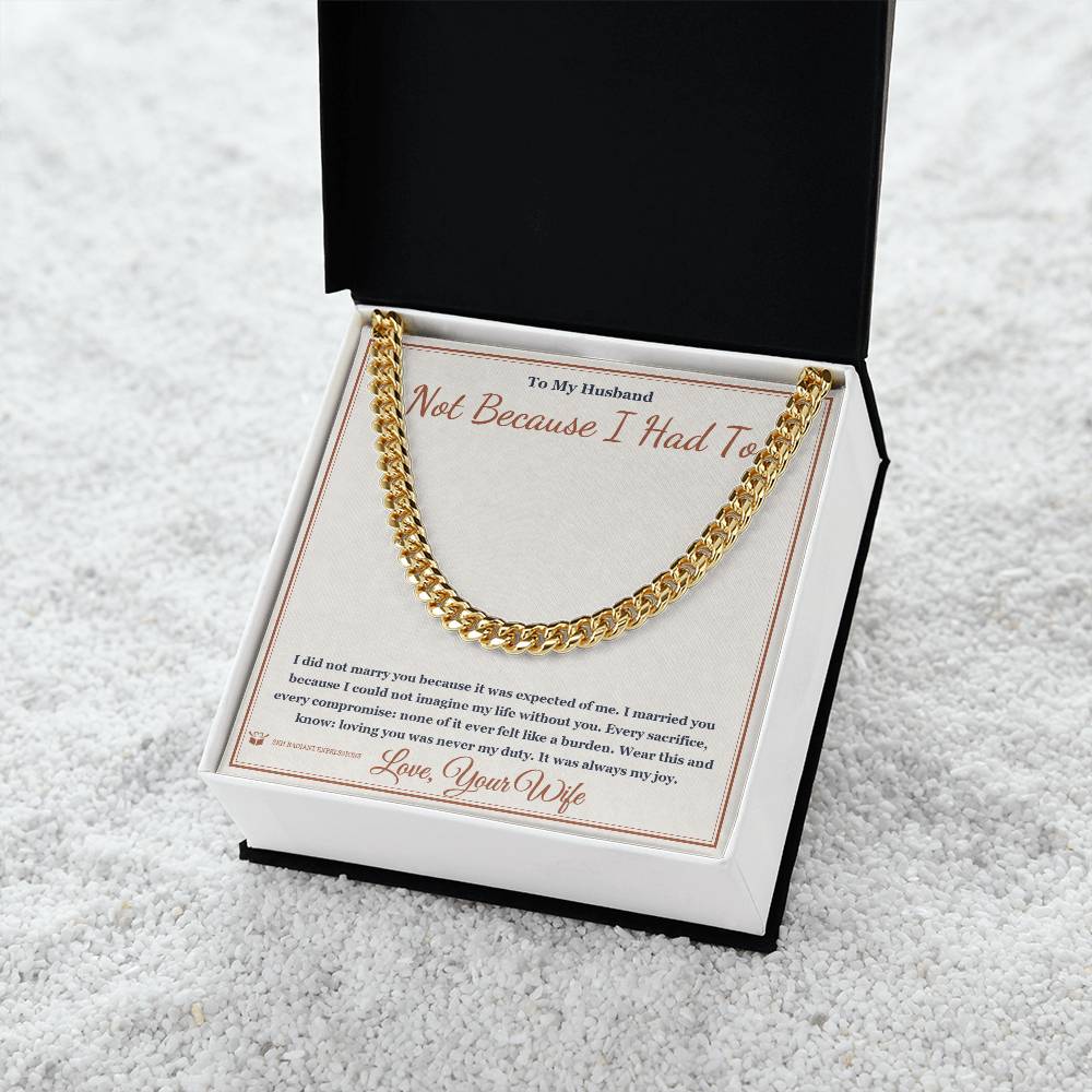Engraved Cuban Link Chain with message for husband