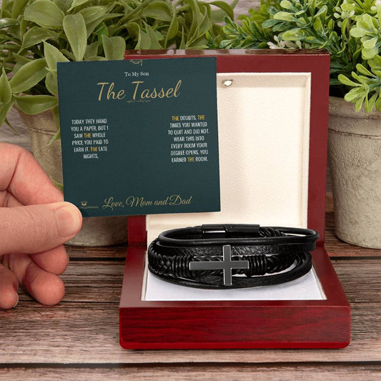 The Tassel - Men's Cross Bracelet for Son - personalized keepsake gift from SKH Radiant Expressions