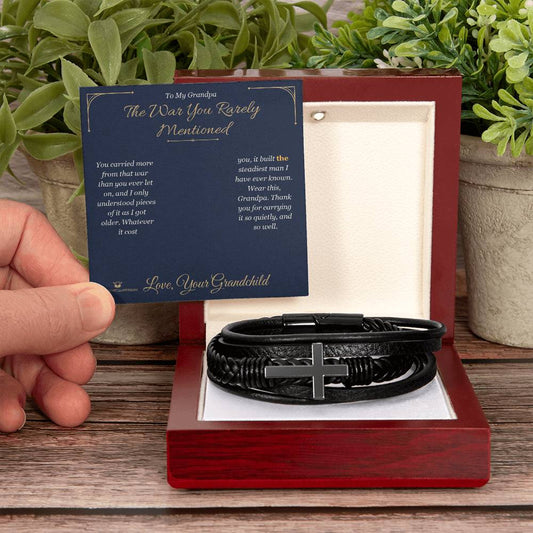The War You Rarely Mentioned - Men's Cross Bracelet for Grandfather - personalized keepsake gift from SKH Radiant Expressions