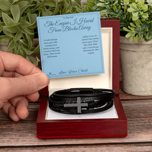 The Engine I Heard From Blocks Away - Men's Cross Bracelet for Dad - personalized keepsake gift from SKH Radiant Expressions