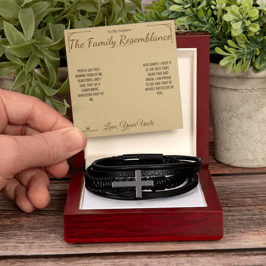 The Family Resemblance - Men's Cross Bracelet for Nephew - personalized keepsake gift from SKH Radiant Expressions