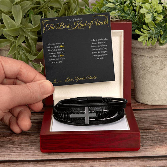 The Best Kind of Uncle - Men's Cross Bracelet for Nephew - personalized keepsake gift from SKH Radiant Expressions