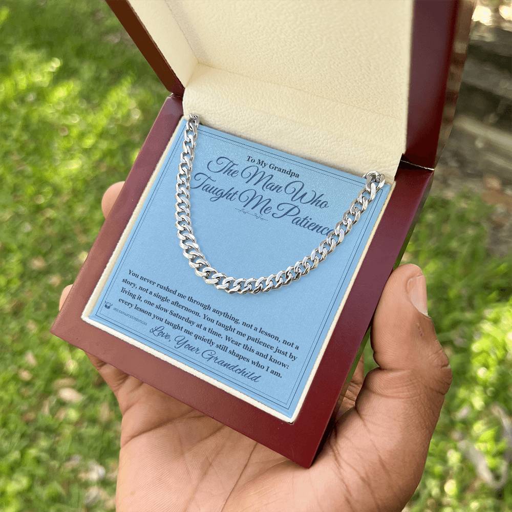 Engraved Cuban Link Chain with message for grandfather