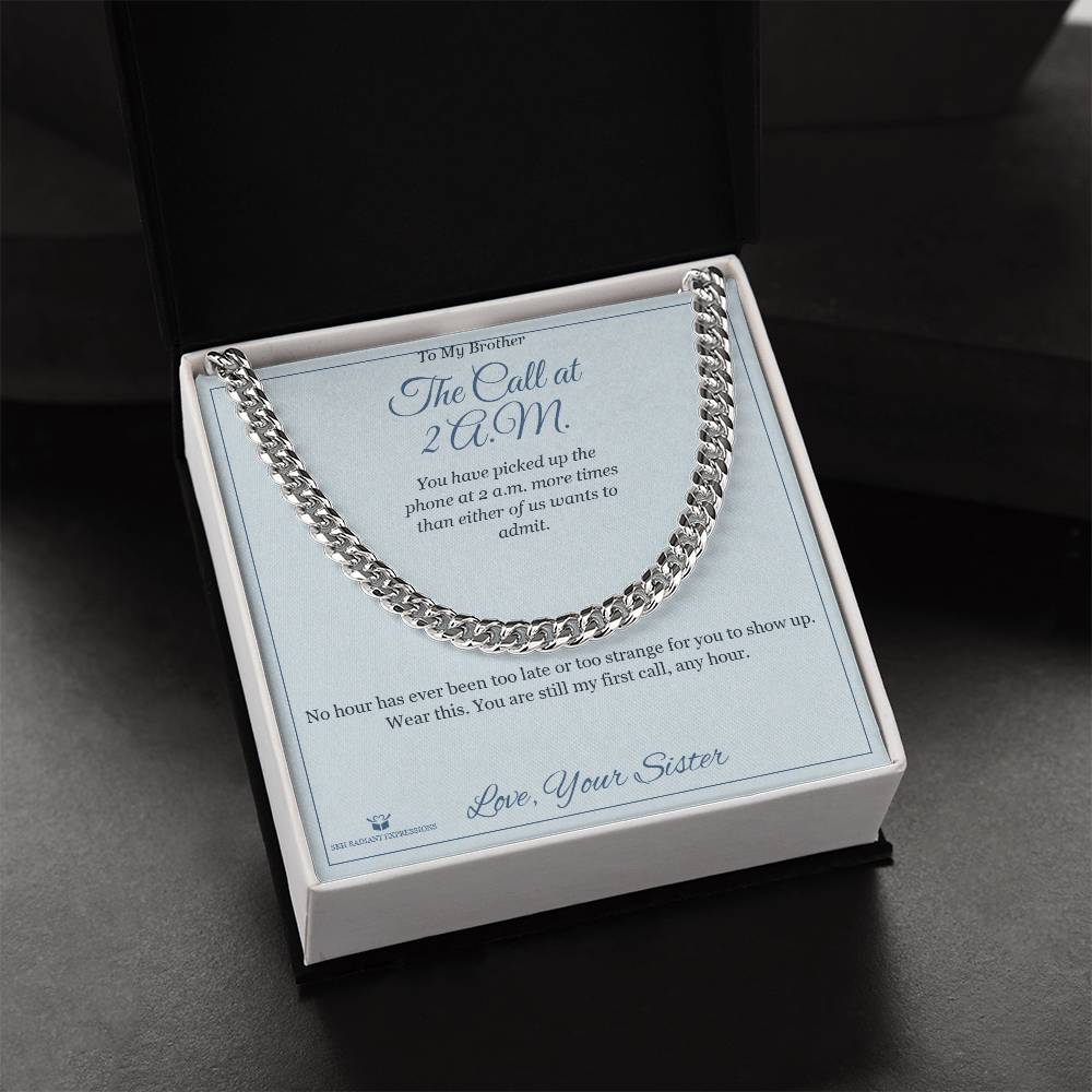 Cuban Link Chain with personalized message card for brother