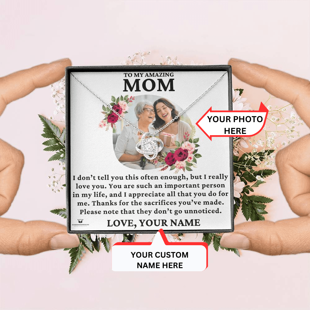 [ALMOST SOLD OUT] Personalized Message Card - To My Amazing Mom - You Are Such an Important Person In My Life - Love Knot Necklace