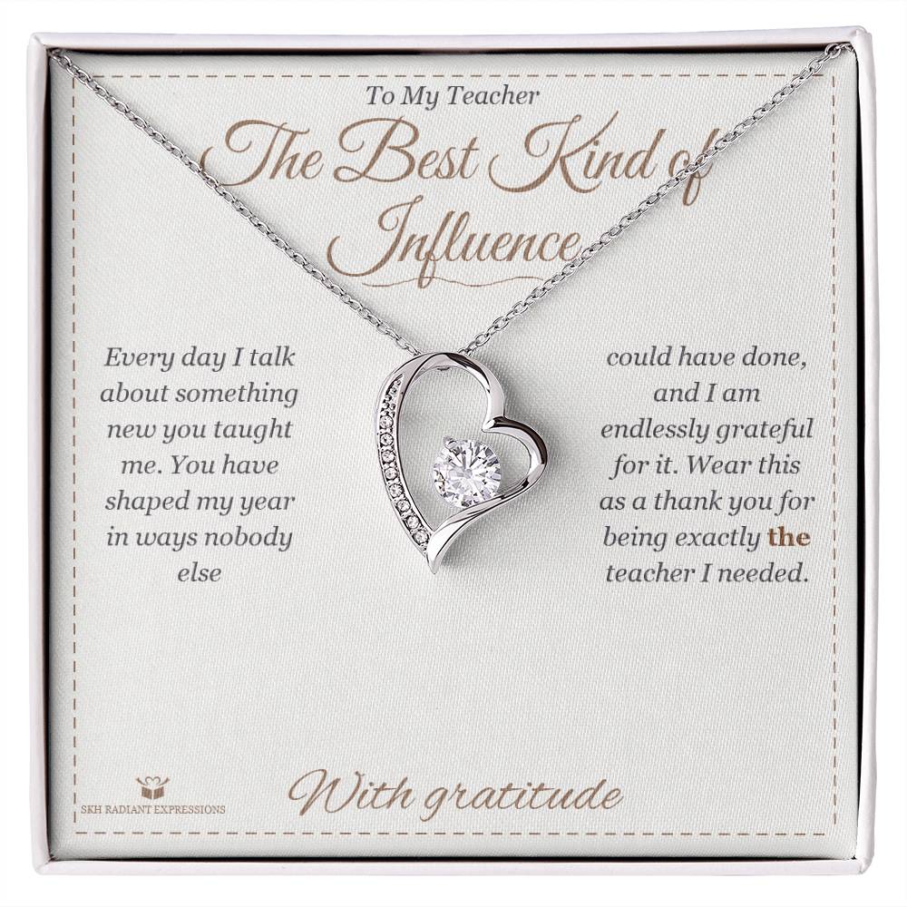 Forever Love Necklace with personalized message card for teacher