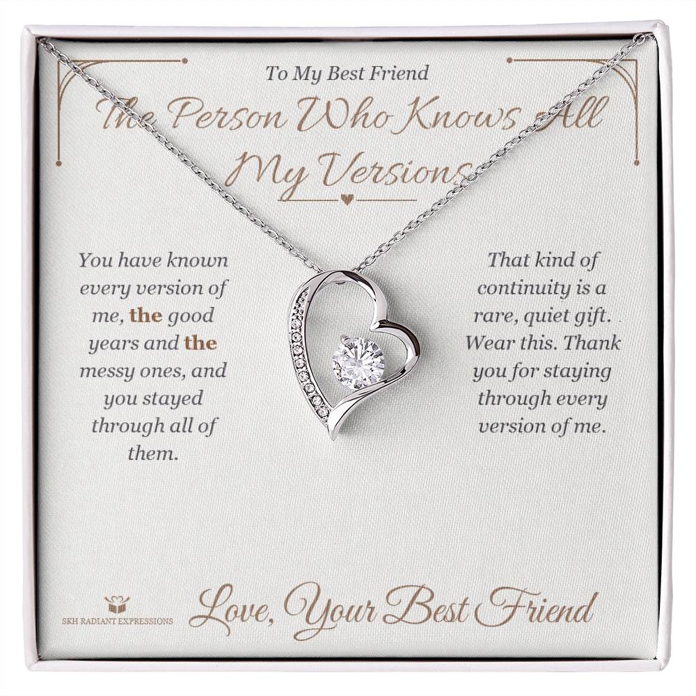 Forever Love Necklace with personalized message card for best friend