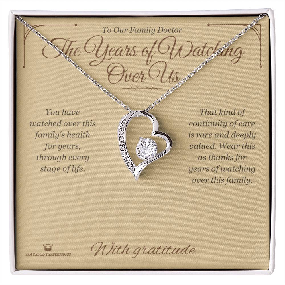 Forever Love Necklace with personalized message card for doctor