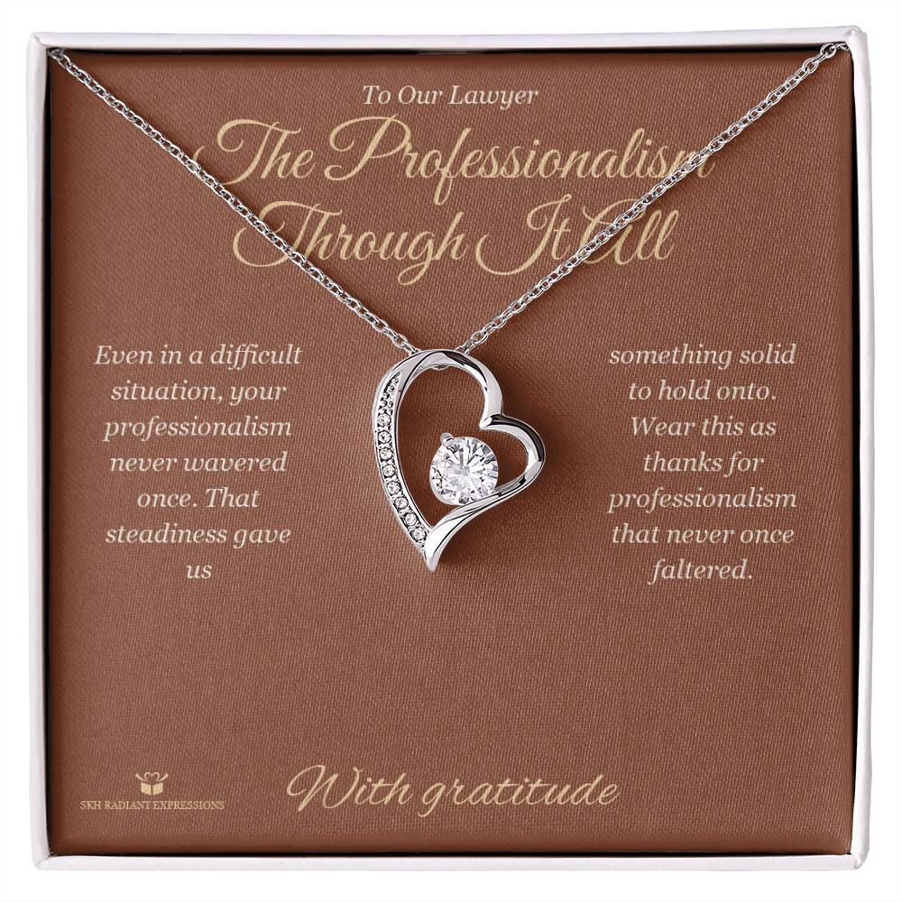 Forever Love Necklace with personalized message card for lawyer