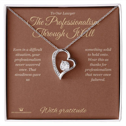 Forever Love Necklace with personalized message card for lawyer