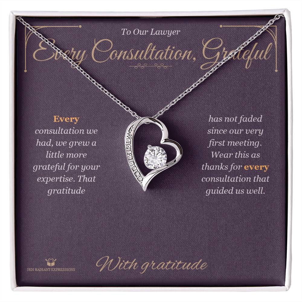 Forever Love Necklace with personalized message card for lawyer