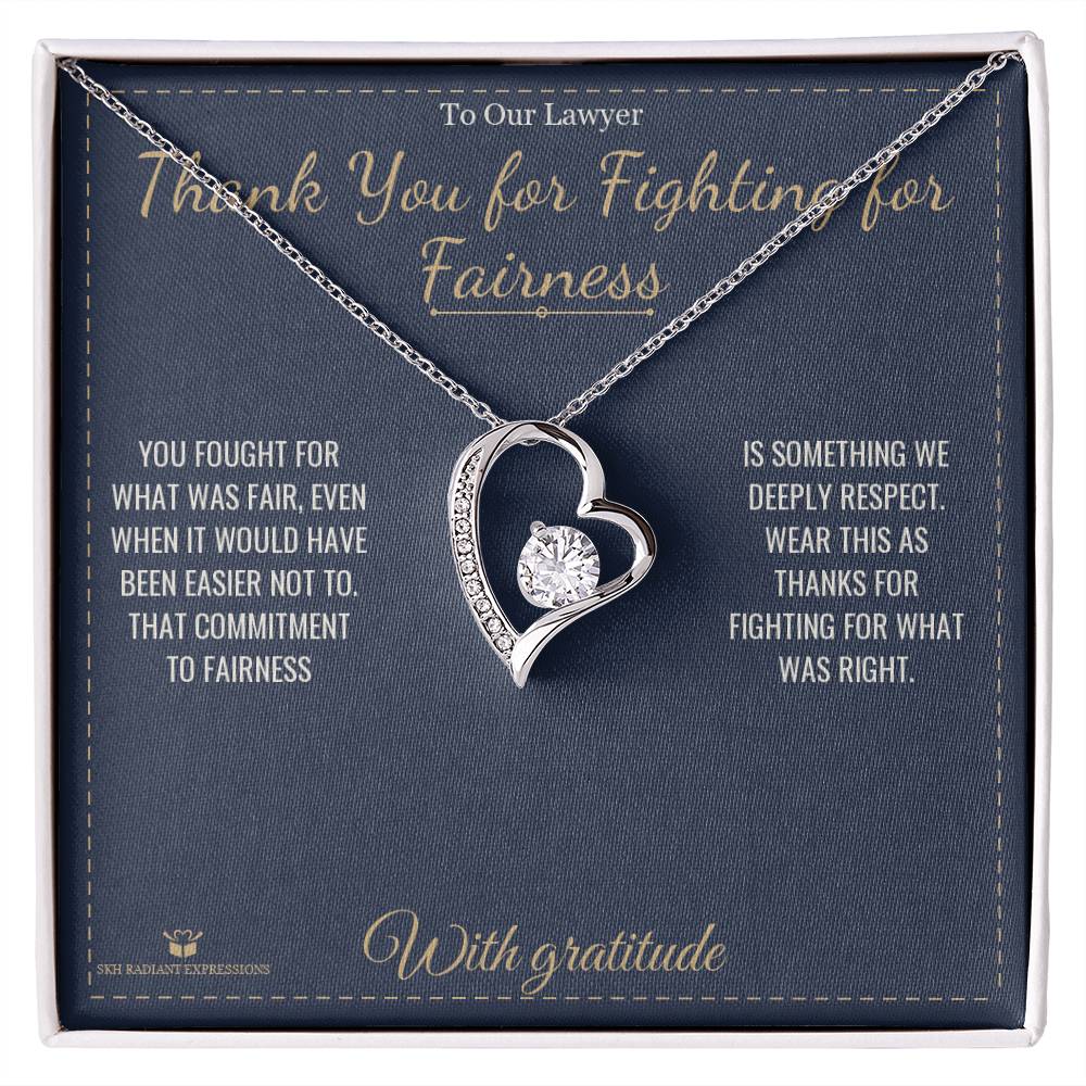 Forever Love Necklace with personalized message card for lawyer