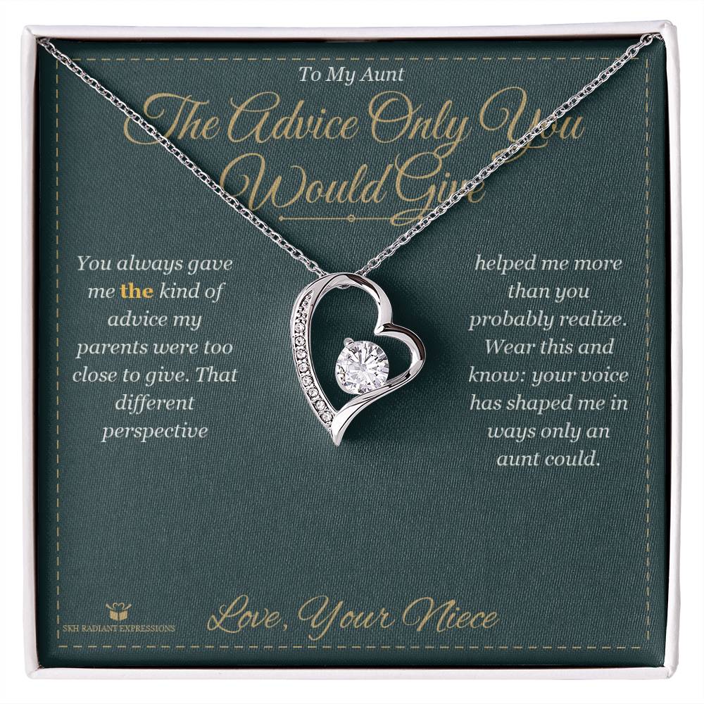 Forever Love Necklace with personalized message card for aunt