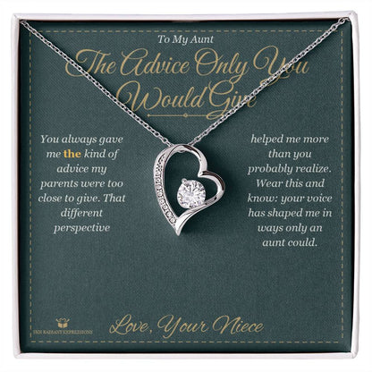Forever Love Necklace with personalized message card for aunt