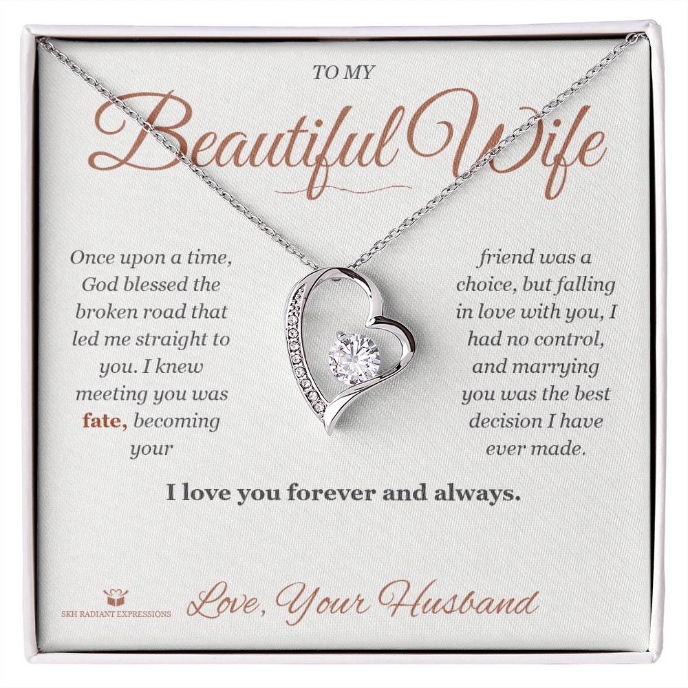 Forever Love Necklace with personalized message card for wife