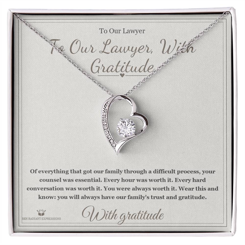 To Our Lawyer, With Gratitude - Forever Love Necklace for Lawyer - personalized keepsake gift from SKH Radiant Expressions