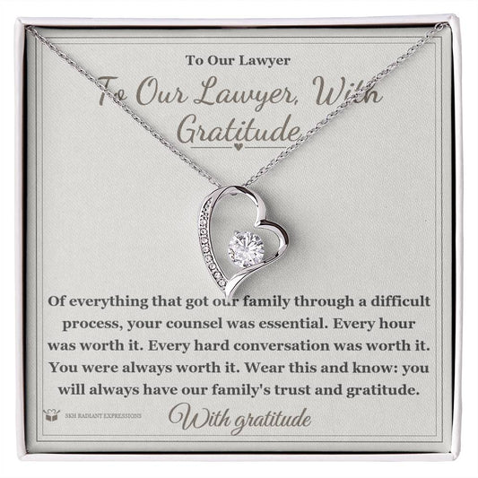 To Our Lawyer, With Gratitude - Forever Love Necklace for Lawyer - personalized keepsake gift from SKH Radiant Expressions